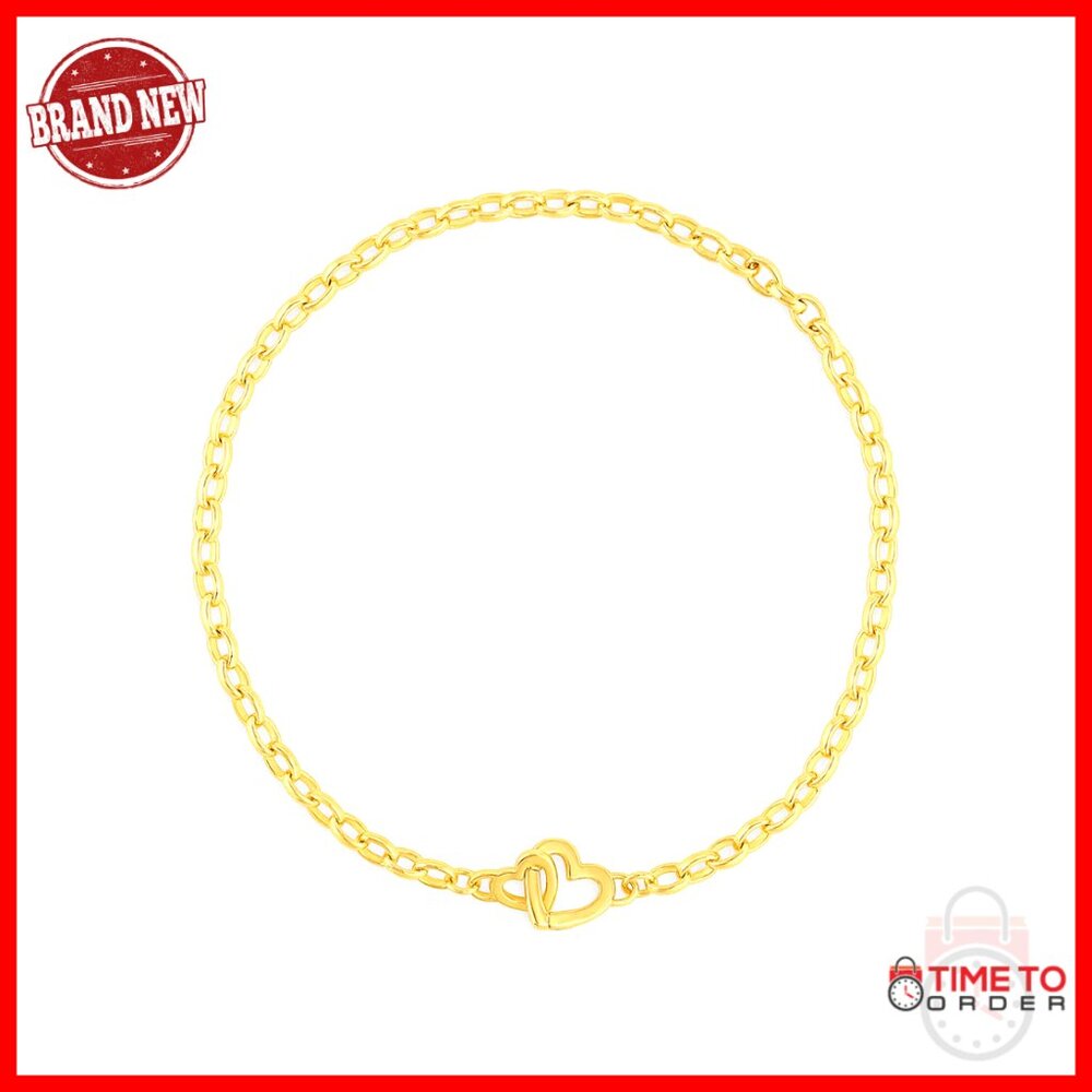 Gold Plated Heart Bracelet Elegant Interlocking Design Stacking Minimal Chic